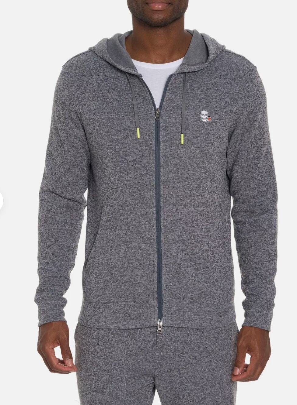 Robert Graham Men's Atom Long Sleeve Knit Classic Fit Hoodie Grey Men XXL 2XL